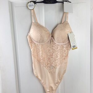 Rachel Roy Plunge Teddy Pearl Underwire Bodysuit NWT